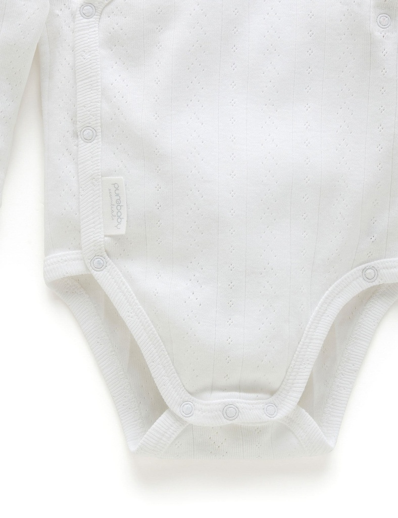 Purebaby | Long Sleeve Pointelle Wrap Bodysuit