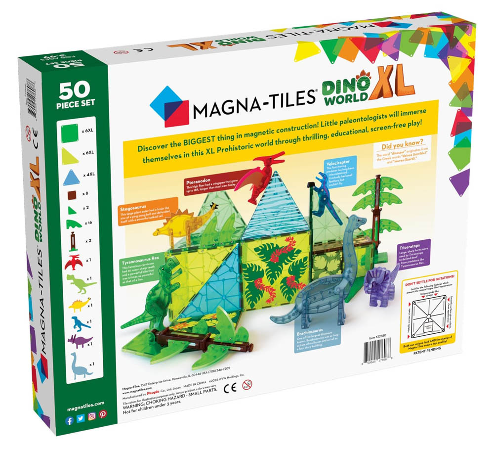 Magna-Tiles | Dino World XL 50-Piece Set