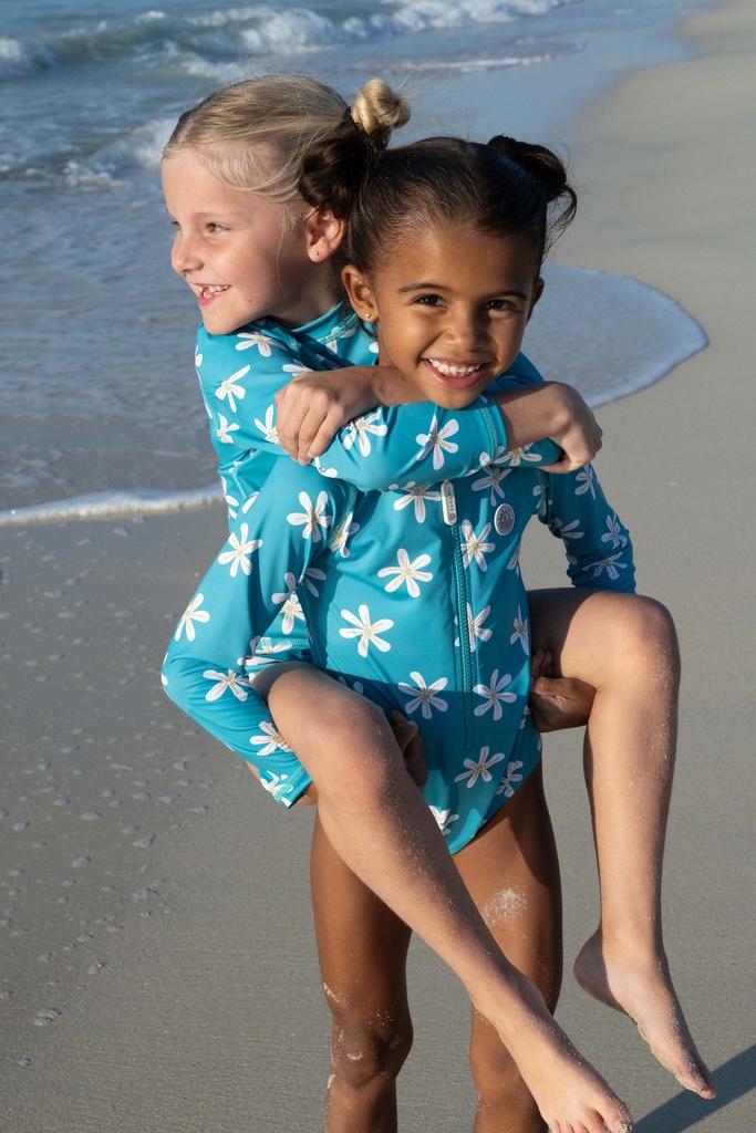 Badawii | Girl Swimsuit - Tropical Flower Deep Green