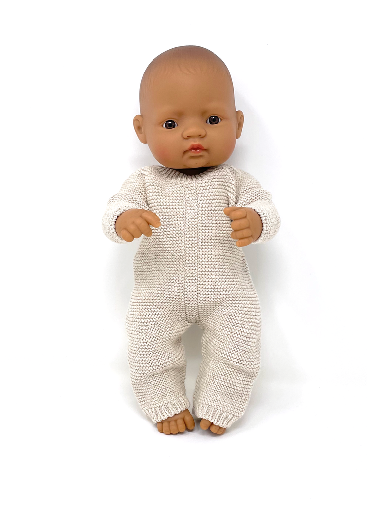 Miniland | Knitted Pajama for Girl Doll - Linen color