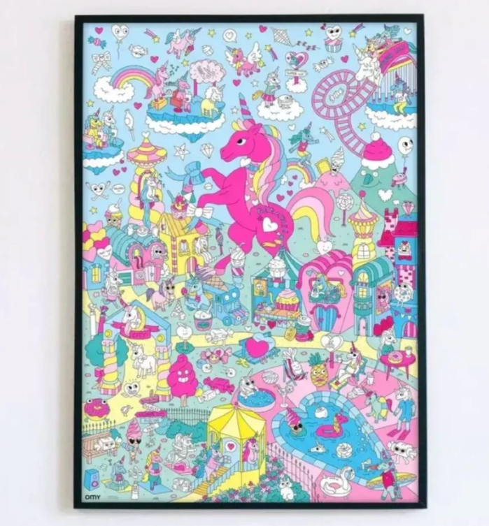 OMY | Large Poster Lily Unicorn with Stickers