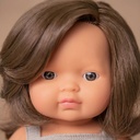 Miniland | Brunette Doll with Grey Romper