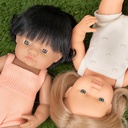 Miniland | Caucasian Dark Blonde Doll with Cream Romper