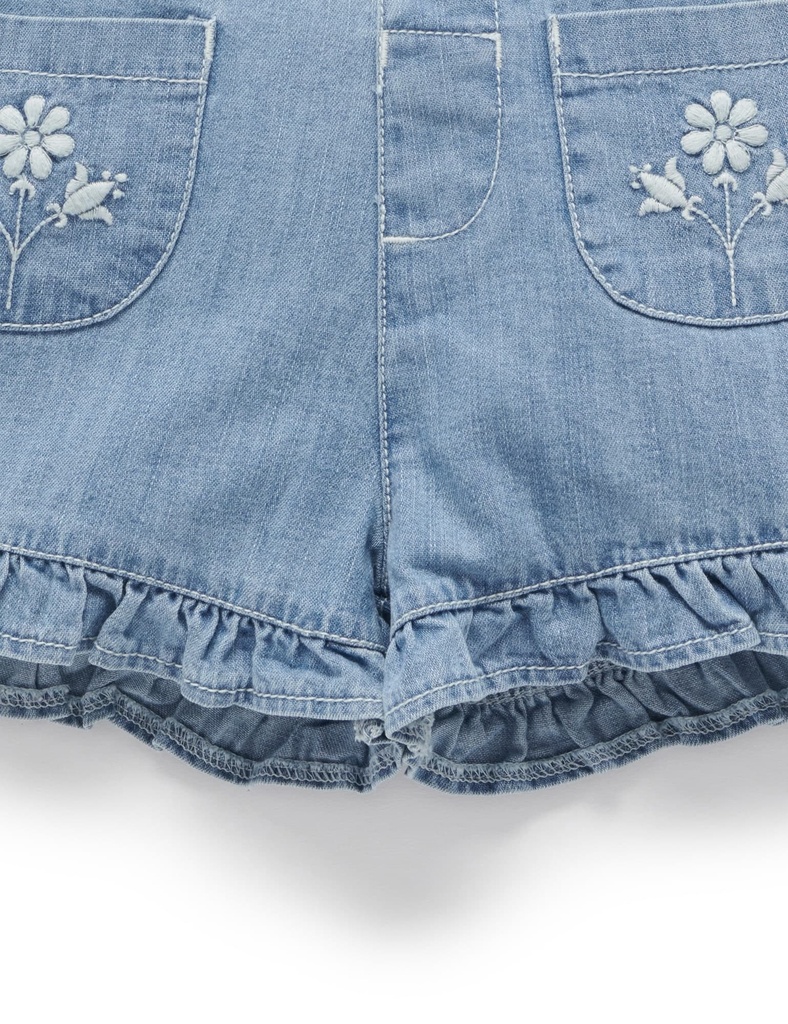 Purebaby | Faded Denim Ruffle Shorts