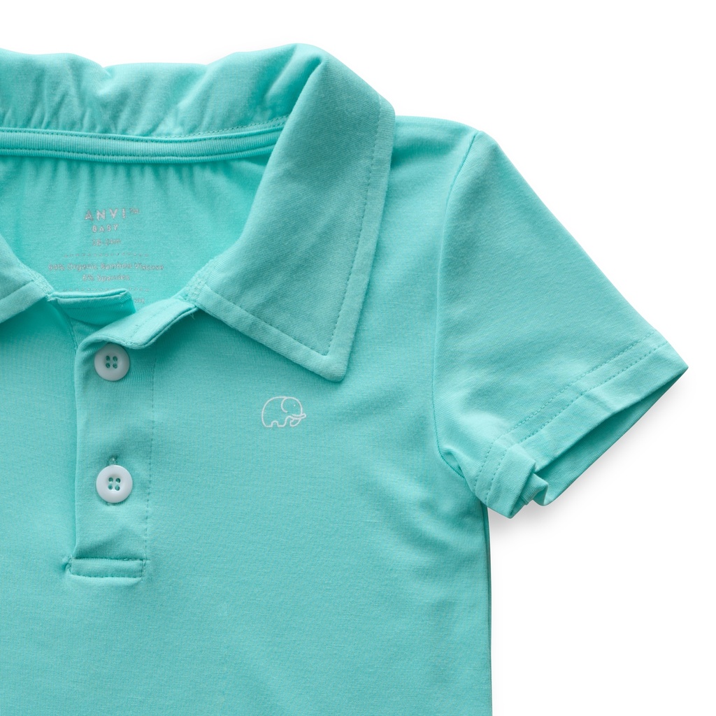 Anvi Baby | Bamboo Spandex Polo T-shirt - Aqua Blue