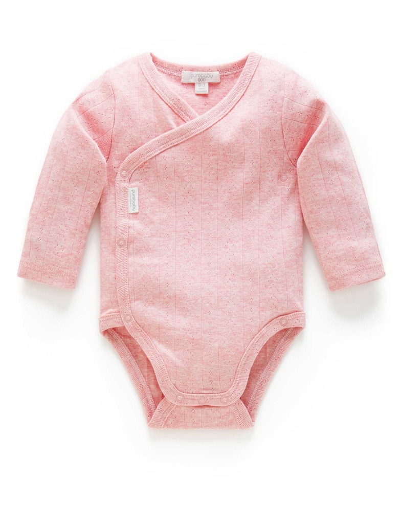 Purebaby | Long Sleeve Pointelle Wrap Bodysuit