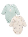 Purebaby | Longsleeve Penguin Bodysuit 2 Pack