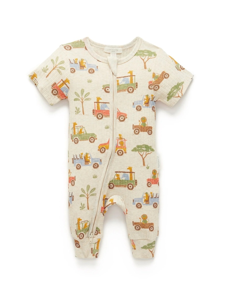 Purebaby | Safari Rib Zip Growsuit