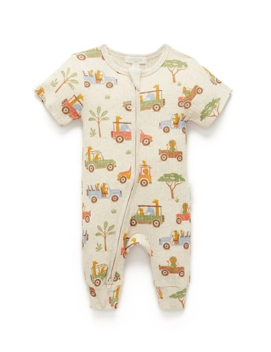 [9336995332286] Purebaby | Safari Rib Zip Growsuit (2y)