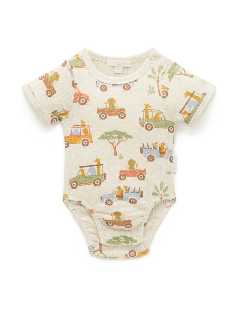 Purebaby | Safari Rib Short-sleeve Bodysuit