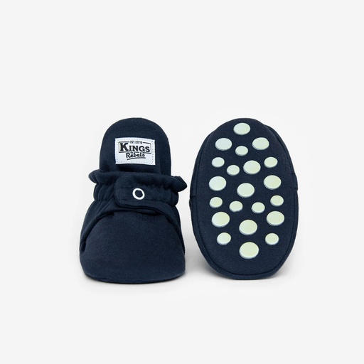 [KR-CBB-GNAVY12] Kings & Rebels | Gripper Cotton Baby Booties - Navy Blue (12m)