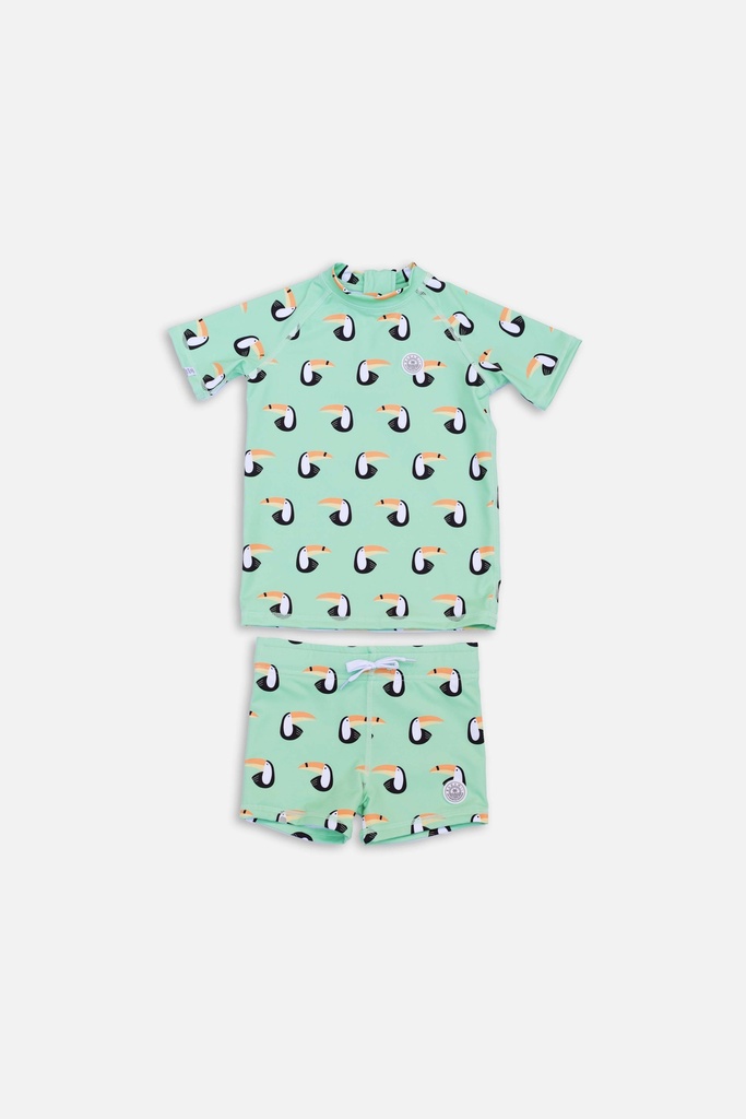 Badawii | Boy 2-Piece Swimsuit - Toucan Paradise Light Green