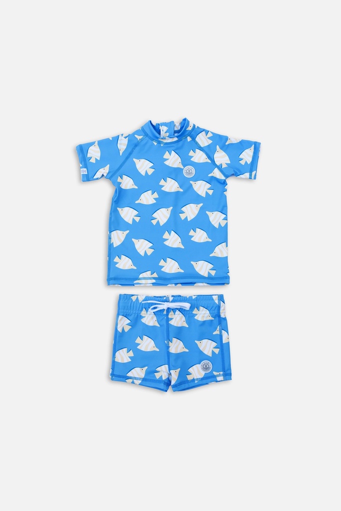 Badawii | Boy 2-Piece Swimsuit - Yellow Fish Blue