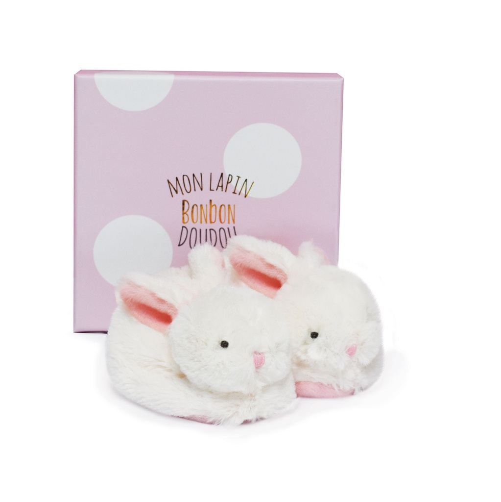 Doudou Et Compagnie | Bunny BonBon Rattle Booties (0-6m)