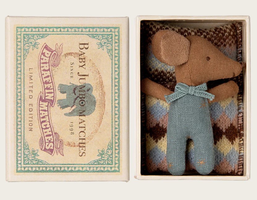 Maileg | Sleepy Wakey Baby Mouse in Matchbox
