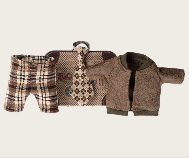 Maileg | Grandpa Mouse - Jacket, Pants & Tie in Suitcase