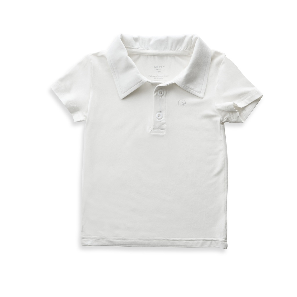 Anvi Baby | Bamboo Spandex Polo T-shirt - White