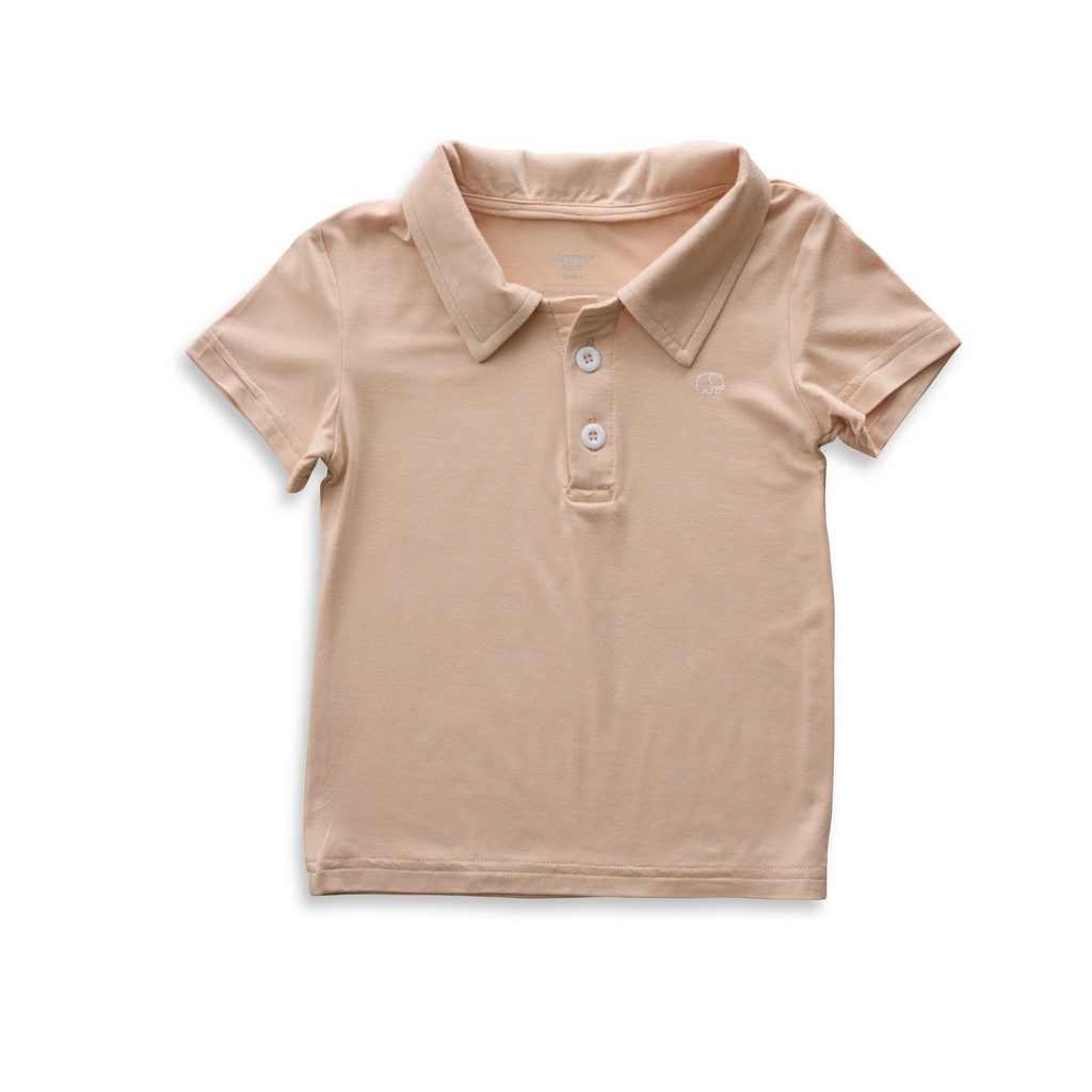 Anvi Baby | Bamboo Spandex Polo T-shirt - Coral Peach