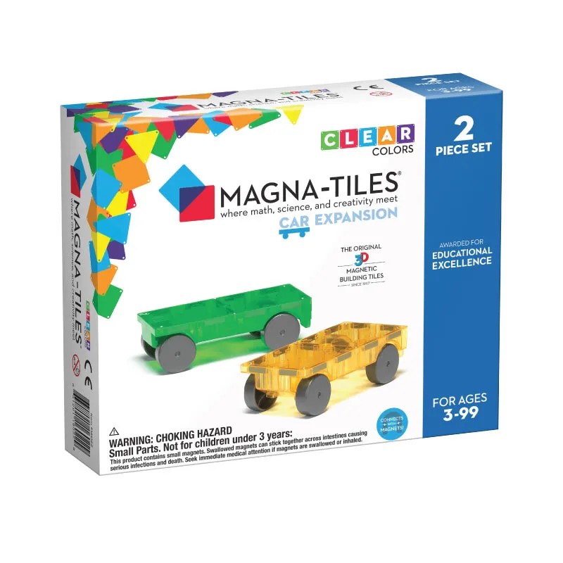 Magna-Tiles | Cars 2 Piece Extension Set Green & Yellow