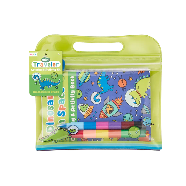 Ooly | Mini Traveler Coloring & Activity Kit - Dinosaurs in Space