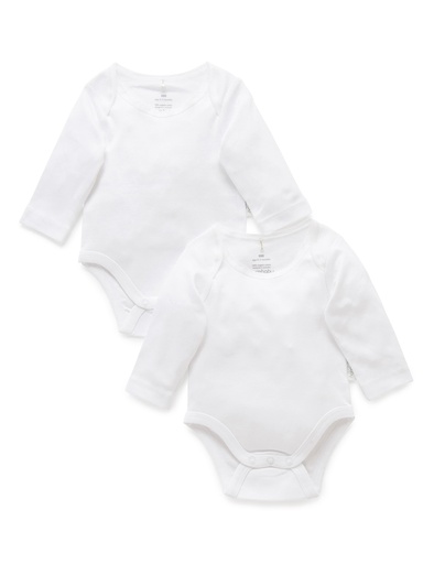 Purebaby | Easy Neck Long Sleeve Bodysuit 2 Pack