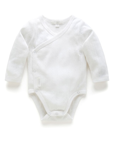 Purebaby | Long Sleeve Pointelle Wrap Bodysuit