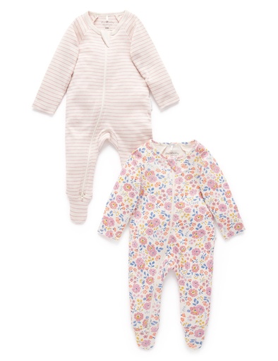 Purebaby | Pansy Zip Growsuit 2 Pack