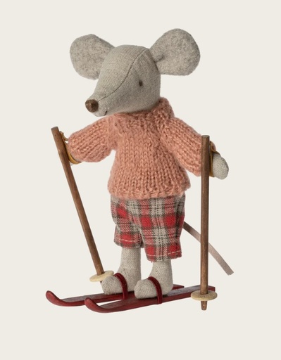 [17-3211-00] Maileg | Winter Mouse with Ski Set - Big Sister