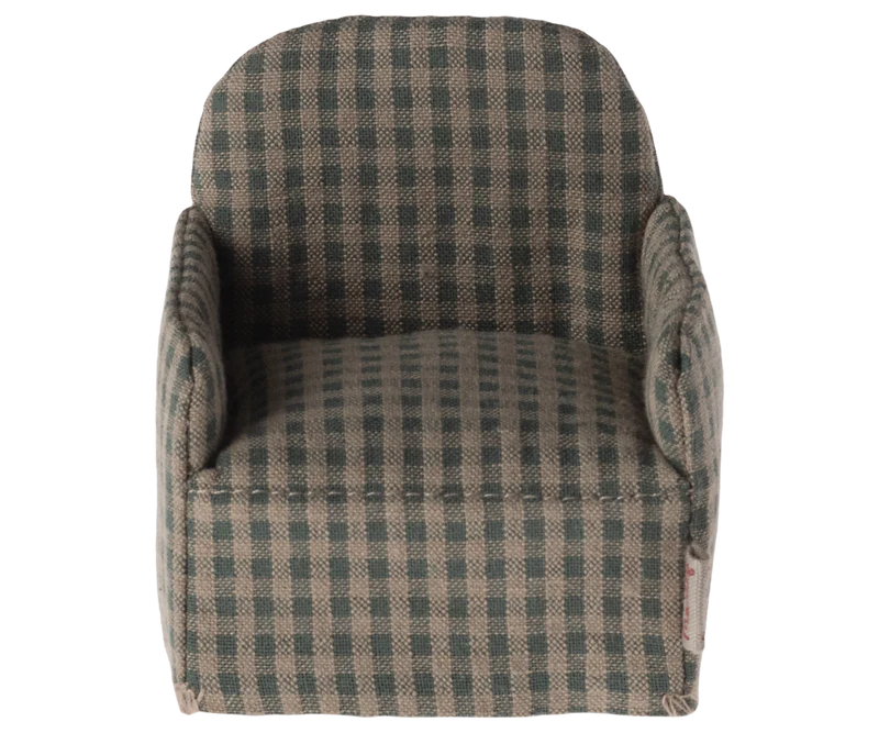 [11-4413-02] Maileg | Chair, Mouse - Green checker